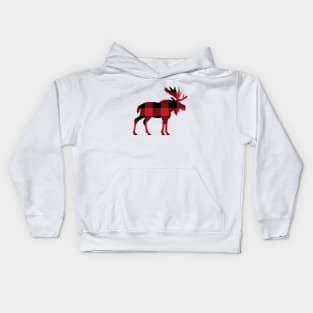 Moose Red Flannel Kids Hoodie